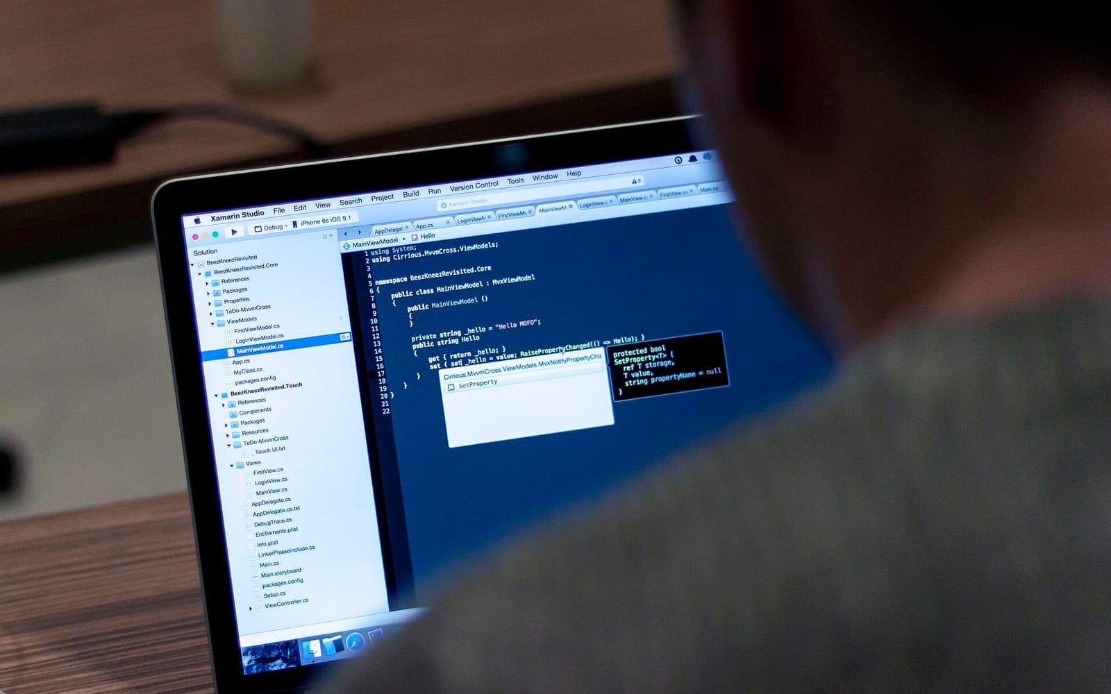Laptop showing source code