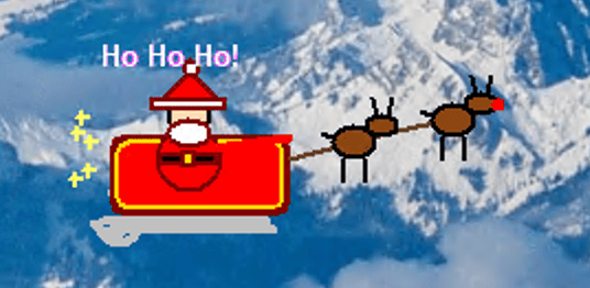 Santa's Sleight flying across the screen