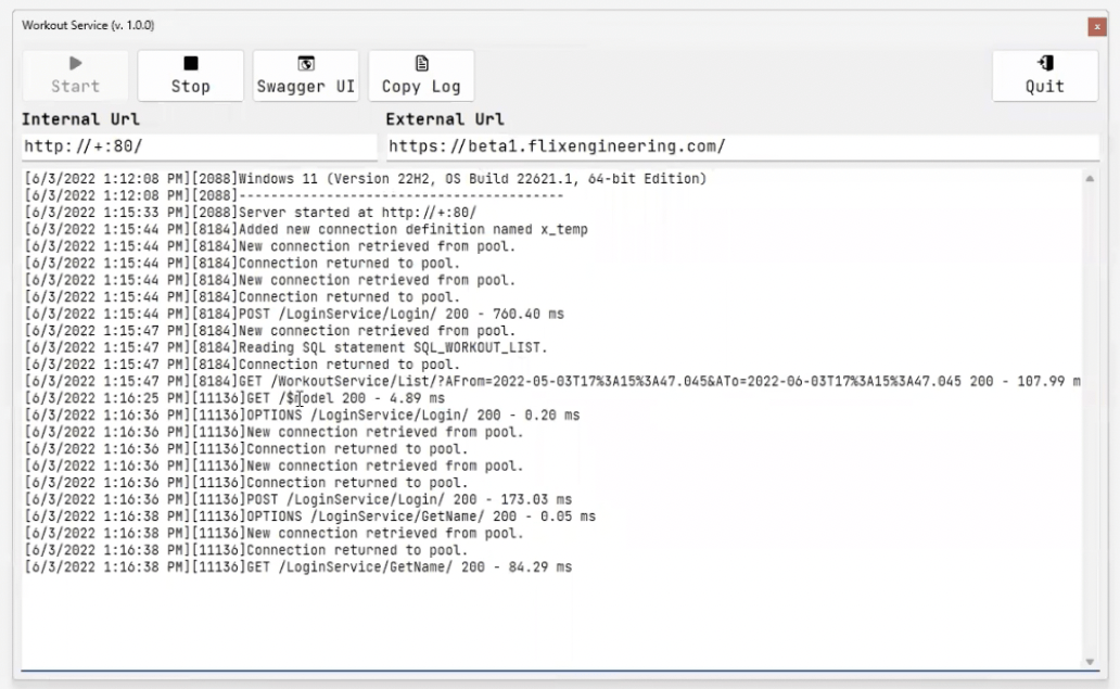 User interface with logging